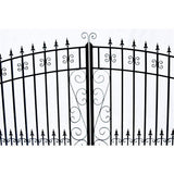 ALEKO 17 ft. x 6 ft. Black Steel Dual Swing Driveway Gate Venice Style 12 ft. with Pedestrian Gate 5 ft. Fence Gate