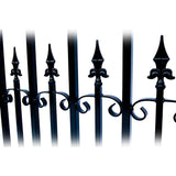 ALEKO 17 ft. x 6 ft. Black Steel Dual Swing Driveway Gate Venice Style 12 ft. with Pedestrian Gate 5 ft. Fence Gate