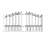 ALEKO 19 ft. x 6 ft. Black Steel Single Swing Driveway Gate London Style 14 ft. with Pedestrian Gate 5 ft. Fence Gate