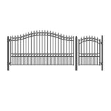 ALEKO 19 ft. x 6 ft. Black Steel Single Swing Driveway Gate London Style 14 ft. with Pedestrian Gate 5 ft. Fence Gate