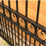 ALEKO 19 ft. x 6 ft. Black Steel Single Swing Driveway Gate London Style 14 ft. with Pedestrian Gate 5 ft. Fence Gate