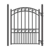 ALEKO 19 ft. x 14 ft. x 6 ft. x 5 ft. Black Steel Single Swing Driveway Gate Paris Style with Pedestrian Gate Fence Gate