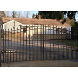 ALEKO Prague Style 14 ft. x 6 ft. with Pedestrian Gate Black Steel Swing Dual Driveway Fence Gate