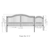 ALEKO Prague Style 14 ft. x 6 ft. with Pedestrian Gate Black Steel Swing Dual Driveway Fence Gate