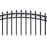 ALEKO 19 ft. x 14 ft. x 6 ft. x 5 ft. Black Steel Single Swing Driveway Gate Prague Style with Pedestrian Gate Fence Gate