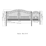 ALEKO 19 ft. x 14 ft. x 6 ft. x 5 ft. Black Steel Dual Swing Driveway Gate Venice Style with Pedestrian Gate Fence Gate