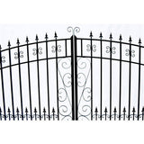 ALEKO 19 ft. x 14 ft. x 6 ft. x 5 ft. Black Steel Dual Swing Driveway Gate Venice Style with Pedestrian Gate Fence Gate