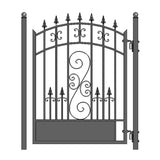 ALEKO 19 ft. x 14 ft. x 6 ft. x 5 ft. Black Steel Dual Swing Driveway Gate Venice Style with Pedestrian Gate Fence Gate
