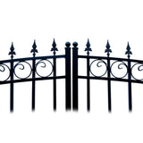 ALEKO Prague Style 16 ft. x 6 ft. with Pedestrian Gate Black Steel Swing Dual Driveway Fence Gate