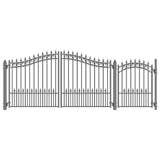 ALEKO Prague Style 16 ft. x 6 ft. with Pedestrian Gate Black Steel Swing Dual Driveway Fence Gate