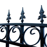 ALEKO London Style 18 ft. x 6 ft. with Pedestrian Gate Black Steel Swing Dual Driveway Fence Gate