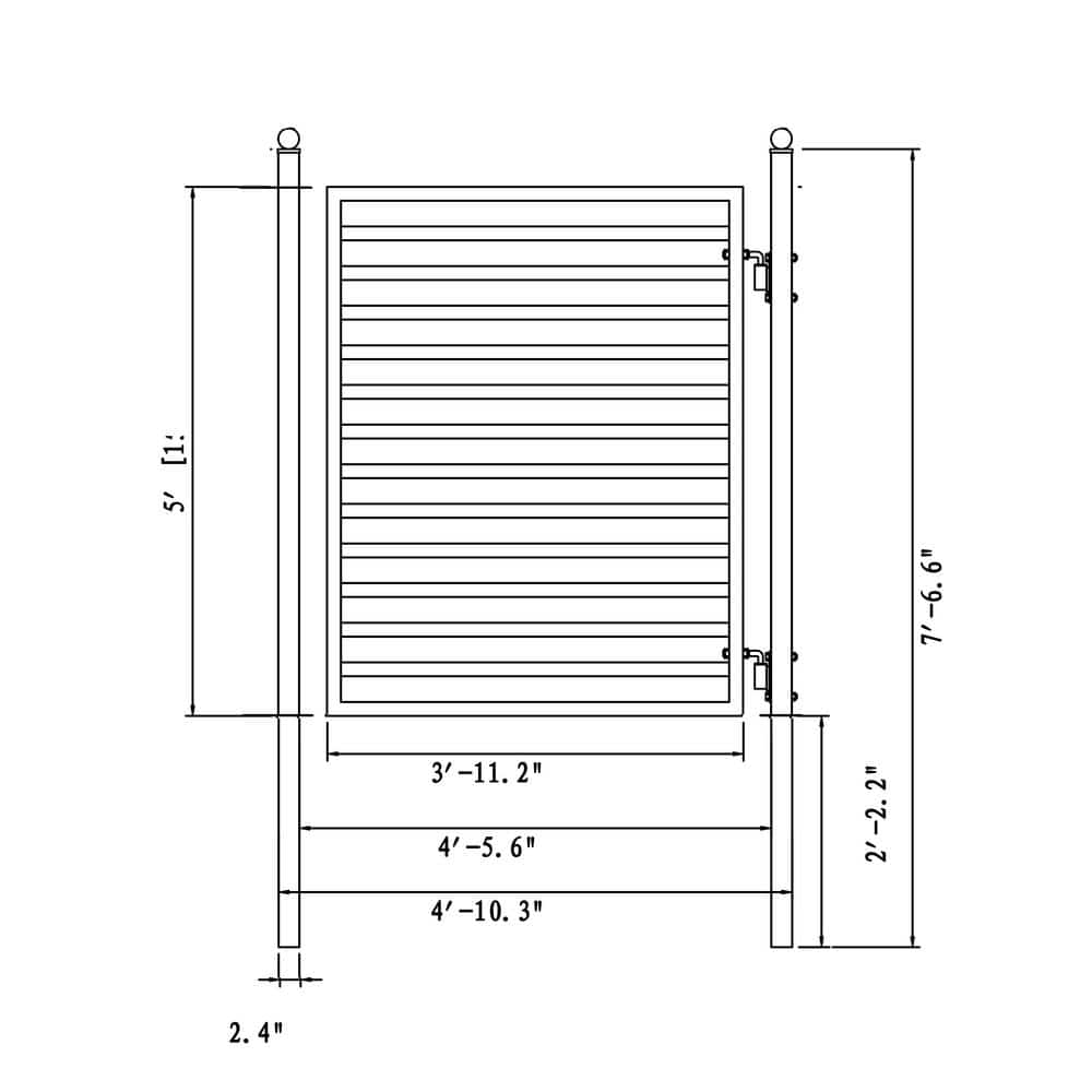 ALEKO 23 ft. x 6 ft. Black Steel Dual Swing Driveway Gate Milan Style 18 ft. with Pedestrian Gate 5 ft. Fence Gate