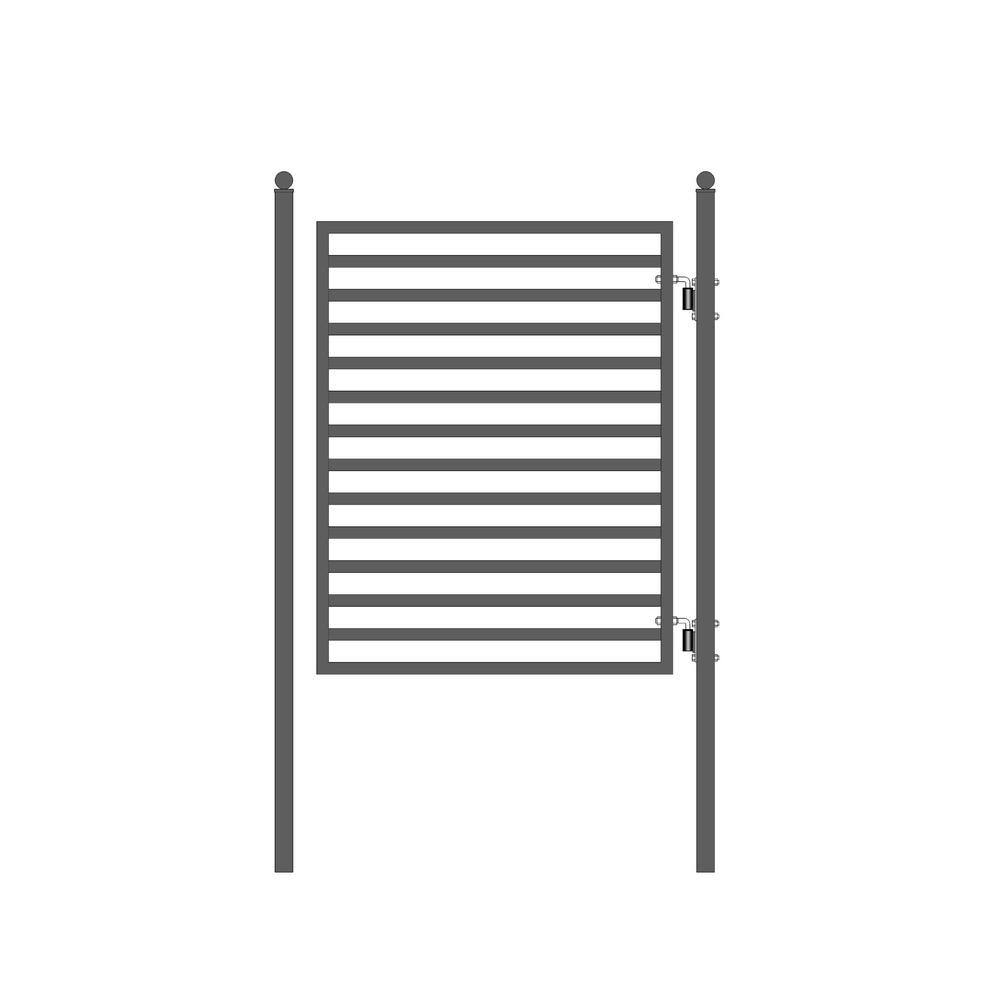 ALEKO 23 ft. x 6 ft. Black Steel Dual Swing Driveway Gate Milan Style 18 ft. with Pedestrian Gate 5 ft. Fence Gate