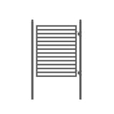 ALEKO 23 ft. x 6 ft. Black Steel Dual Swing Driveway Gate Milan Style 18 ft. with Pedestrian Gate 5 ft. Fence Gate