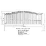 ALEKO Prague Style 18 ft. x 6 ft. with Pedestrian Gate Black Steel Swing Dual Driveway Fence Gate