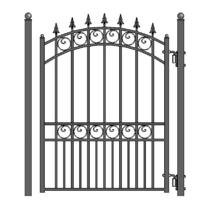 ALEKO London Style 4 ft. x 5 ft. Black Steel Pedestrian Fence Gate