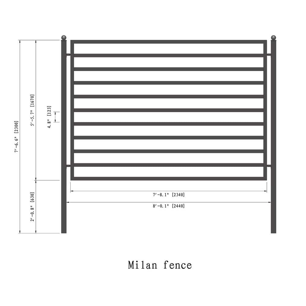 ALEKO 8 ft. x 5 ft. Milan Style Security Fence Panels Steel Fence Kit 2-Panel Gate Fence