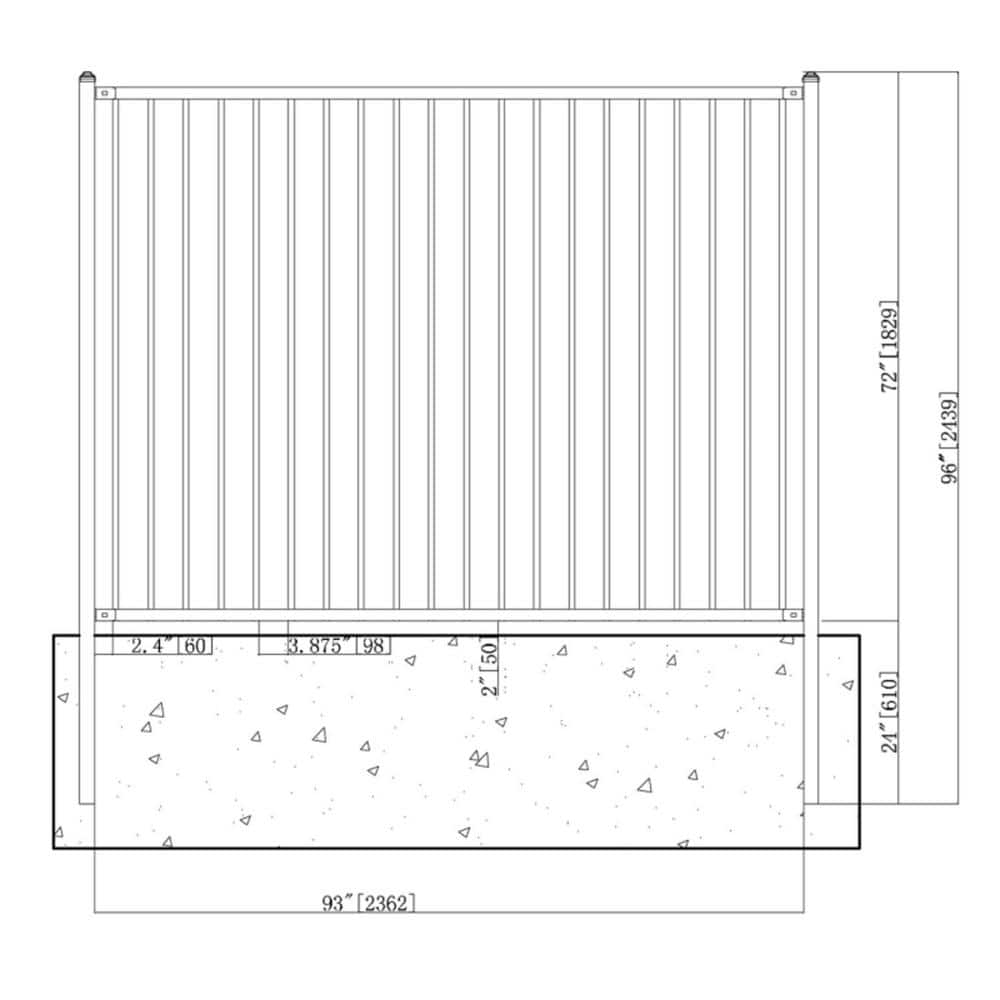 ALEKO Lyon Style 6 ft. x 8 ft. Black Unassembled Steel Fence Panel