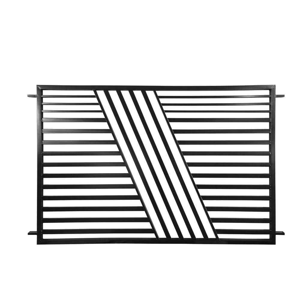 ALEKO 8 ft. x 5 ft. Sofia Series Black Metal Iron Fence Gate Panel No Pickets Flat Top