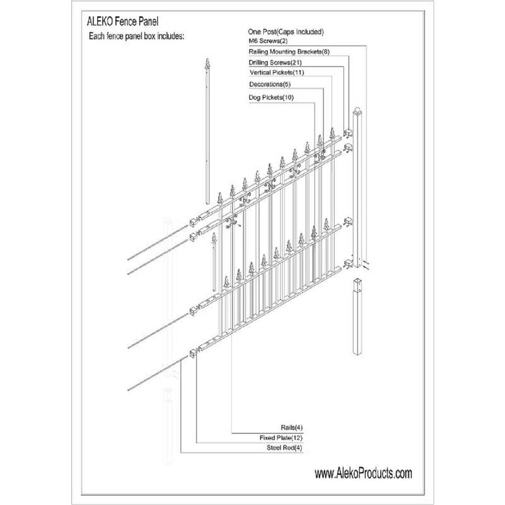 ALEKO St. Petersburg 5 ft. x 5.5 ft. DIY Iron Wrought Steel Fence Panel