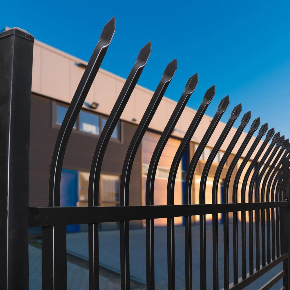 ALEKO 8 ft. x 6 ft. Each 8-Panel Steel Spaced Bar Fence Kit Curved Top Berlin Style Metal Fence Panel