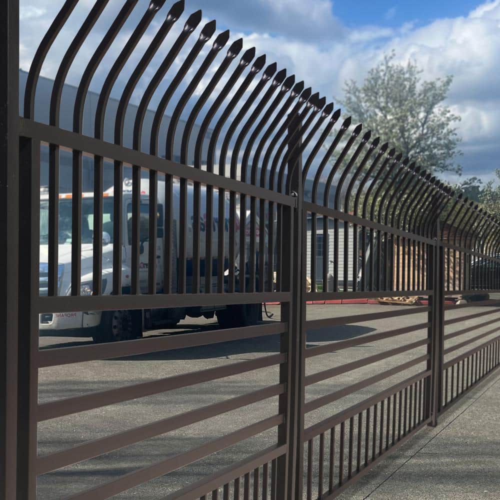 ALEKO 8 ft. x 6 ft. Each 8-Panel Steel Spaced Bar Fence Kit Curved Top Berlin Style Metal Fence Panel