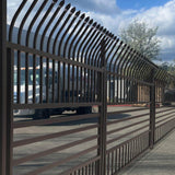 ALEKO 8 ft. x 6 ft. Each 8-Panel Steel Spaced Bar Fence Kit Curved Top Berlin Style Metal Fence Panel