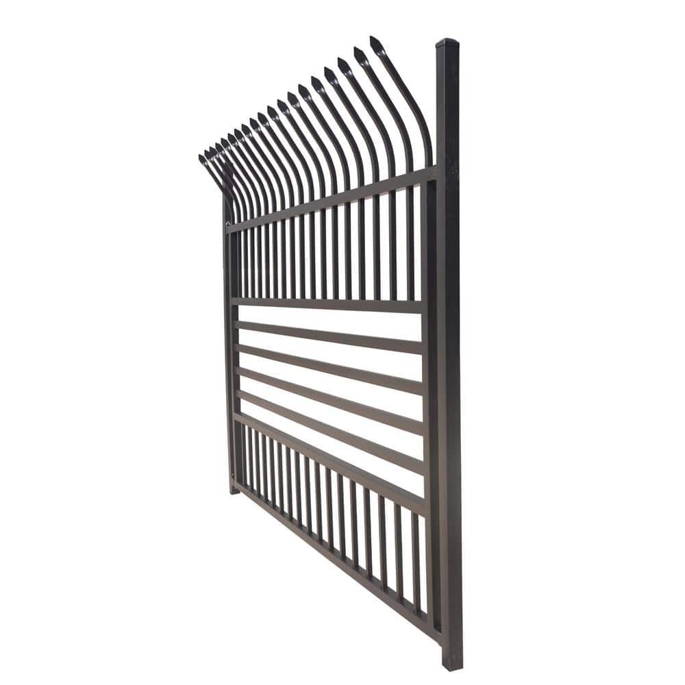 ALEKO 8 ft. x 6 ft. Each 8-Panel Steel Spaced Bar Fence Kit Curved Top Berlin Style Metal Fence Panel