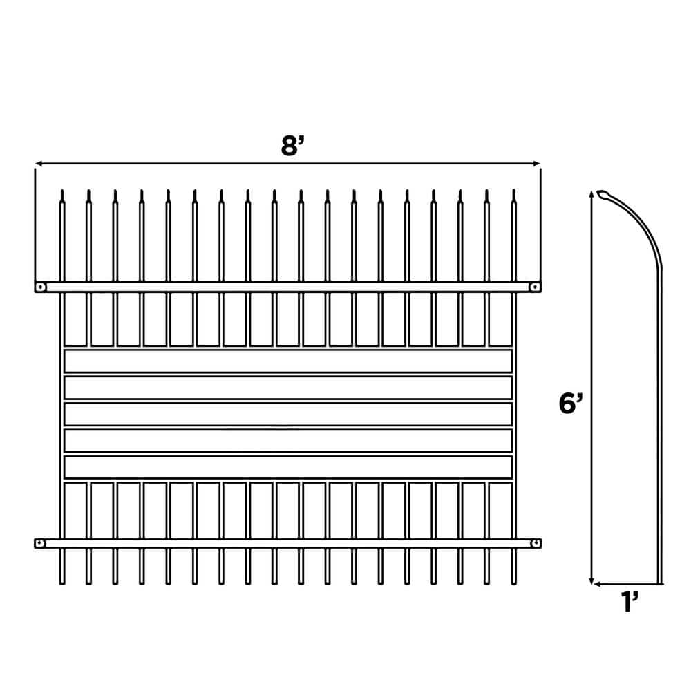 ALEKO 8 ft. x 6 ft. Each 8-Panel Steel Spaced Bar Fence Kit Curved Top Berlin Style Metal Fence Panel