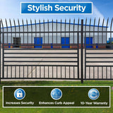 ALEKO 8 ft. x 6 ft. Each 8-Panel Steel Spaced Bar Fence Kit Curved Top Berlin Style Metal Fence Panel