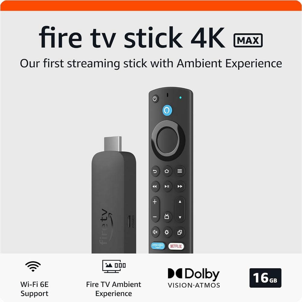 Amazon Fire TV Stick 4K Max (2nd Gen) Streaming Device with Wi-Fi 6E Support, Ambient Experience, and Alexa Voice Remote