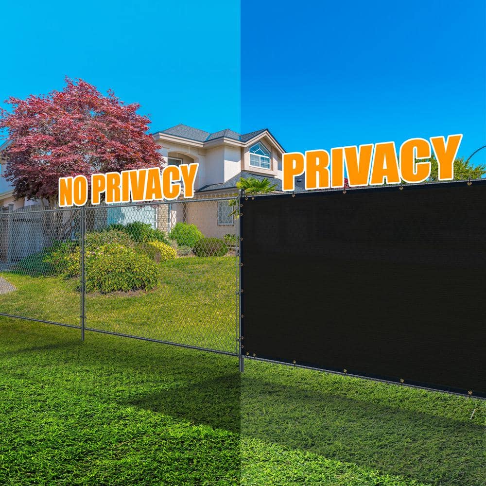 AMGO 6 ft. H x 10 ft. W Black Fence Outdoor Privacy Screen with Black Edge Bindings and Grommets