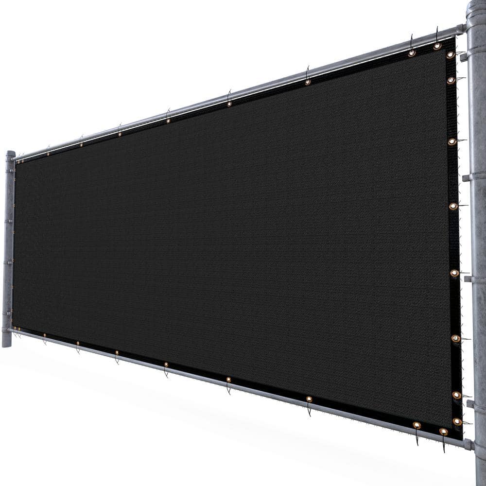 AMGO 6 ft. H x 10 ft. W Black Fence Outdoor Privacy Screen with Black Edge Bindings and Grommets