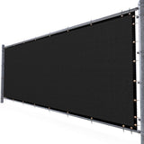 AMGO 6 ft. H x 10 ft. W Black Fence Outdoor Privacy Screen with Black Edge Bindings and Grommets