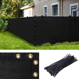 AMGO 6 ft. H x 10 ft. W Black Fence Outdoor Privacy Screen with Black Edge Bindings and Grommets