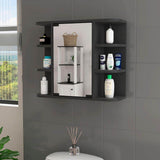 Amucolo 23.6 in. W x 19.6 in. H Rectangular Black Wall Surface Mount Bathroom Storage Medicine Cabinet with Mirror and Shelves