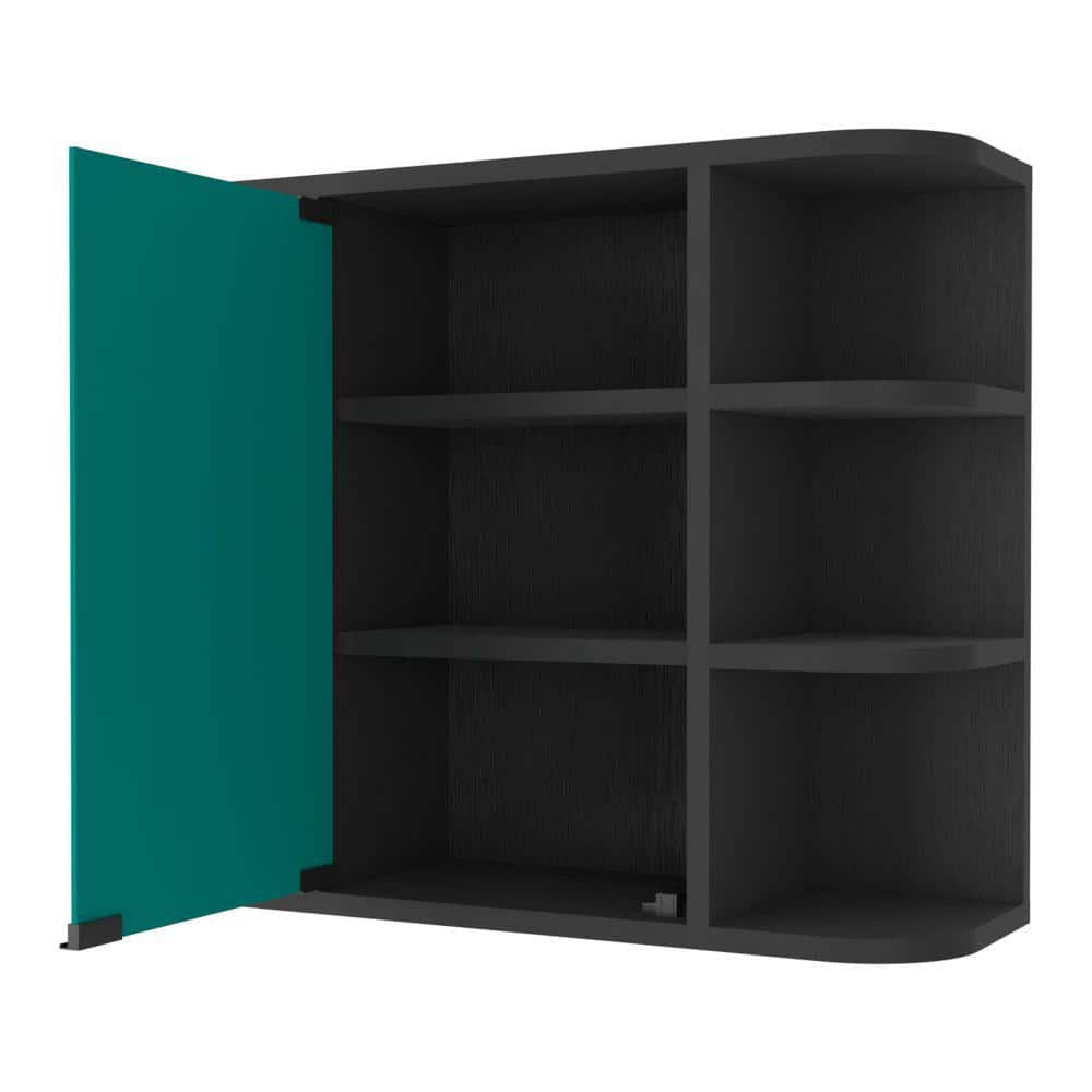 Amucolo 23.6 in. W x 19.6 in. H Rectangular Black Wall Surface Mount Bathroom Storage Medicine Cabinet with Mirror and Shelves
