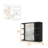 Amucolo 23.6 in. W x 19.6 in. H Rectangular Black Wall Surface Mount Bathroom Storage Medicine Cabinet with Mirror and Shelves