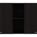 Amucolo 59.05 in. W x 12.4 in. D x 23.62 in. H Black Wood Ready to Assemble Wall Kitchen Cabinet with Shelves and Four Doors