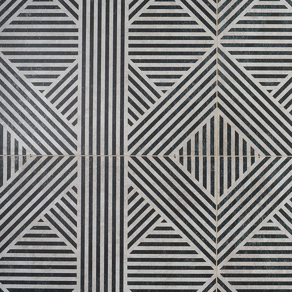 Astoria Black and White 24 in. x 24 in. Matte Porcelain Floor and Wall Tile (4 Pieces, 15.49 sq. ft./Case)