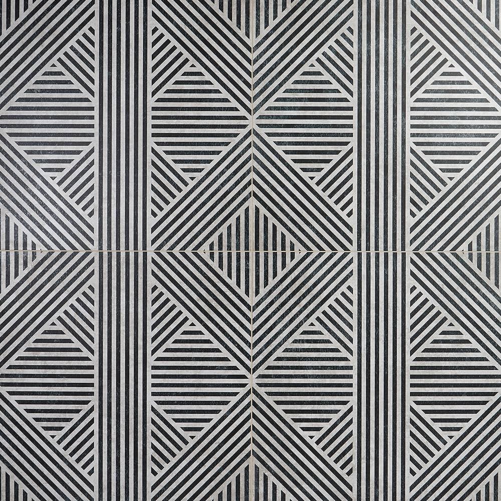 Astoria Black and White 24 in. x 24 in. Matte Porcelain Floor and Wall Tile (4 Pieces, 15.49 sq. ft./Case)