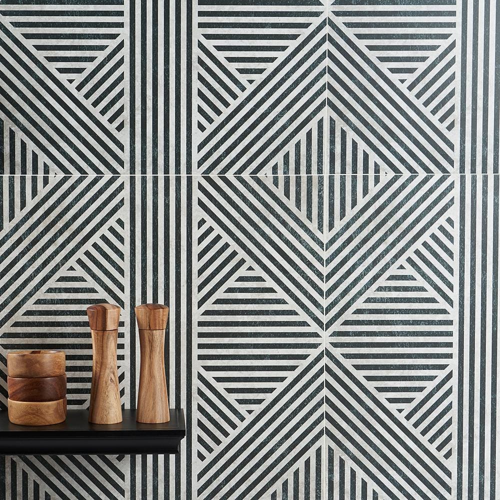 Astoria Black and White 24 in. x 24 in. Matte Porcelain Floor and Wall Tile (4 Pieces, 15.49 sq. ft./Case)