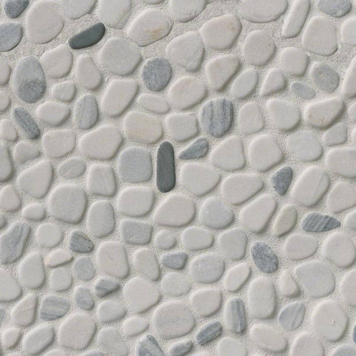 MSI Black/White Pebbles 11.42 in. x 11.42 in. x 10 mm Textured Marble Mesh-Mounted Mosaic Tile (0.91 sq. ft.)