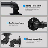 Angel Sar 3 ft. Black Metal Pipe Stair Handrail for Indoor and Outdoor Wall Mount Support