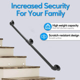 Angel Sar 3 ft. Black Metal Pipe Stair Handrail for Indoor and Outdoor Wall Mount Support