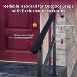 Angel Sar 4 ft. Black Iron 4 Step Handrail, Stair Railing Kit for Porch Railing and Deck Hand Rail Fence