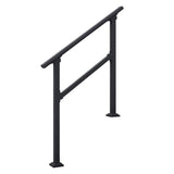 Angel Sar 4 ft. Black Iron 4 Step Handrail, Stair Railing Kit for Porch Railing and Deck Hand Rail Fence