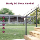Angel Sar 4 ft. Black Iron 4 Step Handrail, Stair Railing Kit for Porch Railing and Deck Hand Rail Fence