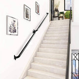 Angel Sar 4 ft. Matte Black Metal Industrial Pipe Wall Handrail, Pipe Barn Door Pull Handle for Indoor and Outdoor Deck Hand Rail
