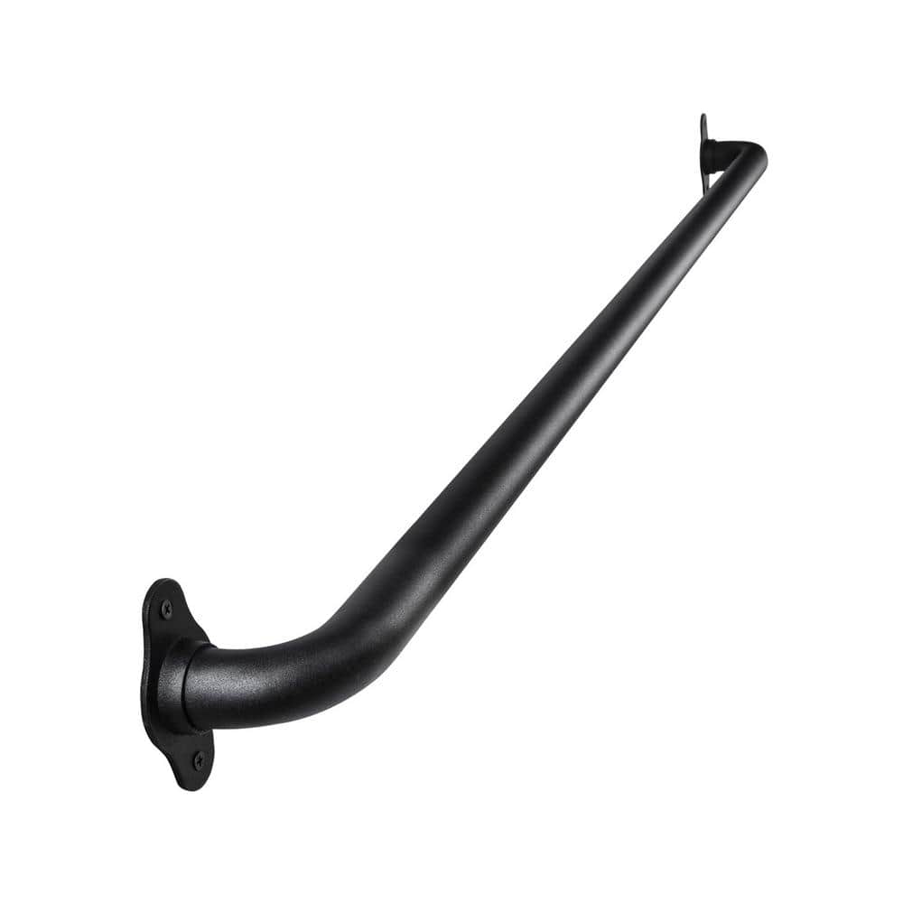 Angel Sar 4 ft. Matte Black Metal Industrial Pipe Wall Handrail, Pipe Barn Door Pull Handle for Indoor and Outdoor Deck Hand Rail